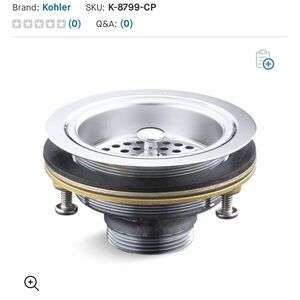 Kohler Stainless Steel Sink StrainerK-8799-CP